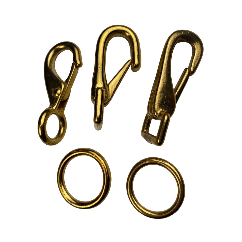 Lot of 3 Swivel Snap Hooks and 2 O Rings Gold Tone Hardware Craft Supply E14Q - Picture 3 of 4
